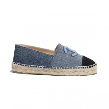샤넬 데님 블루 피셔맨 플랫 슈즈