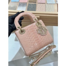 디올 17cm 파이톤 더스티 핑크 토트백