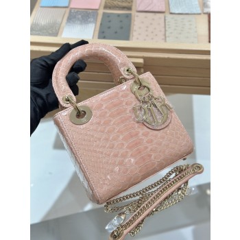디올 17cm 파이톤 더스티 핑크 토트백