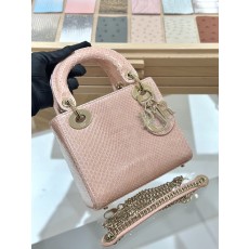 디올 17cm 파이톤 더스티 핑크 토트백