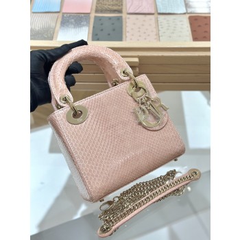 디올 17cm 파이톤 더스티 핑크 토트백