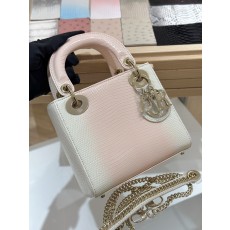 디올 17cm 리자드 그라데이션 핑크 토트백