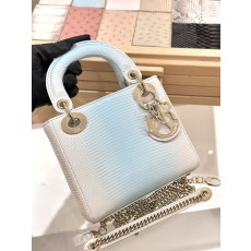 디올 17cm 리자드 그라데이션 블루 토트백