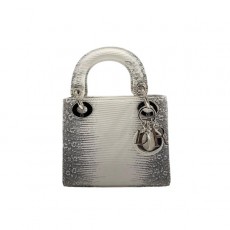 디올 레이디 디올 옴브레 히말라얀 리자드 미니 핸드백 화이트